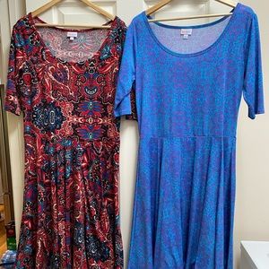 Two EUC XL LuLaRoe Nicole Swing Dress LLR